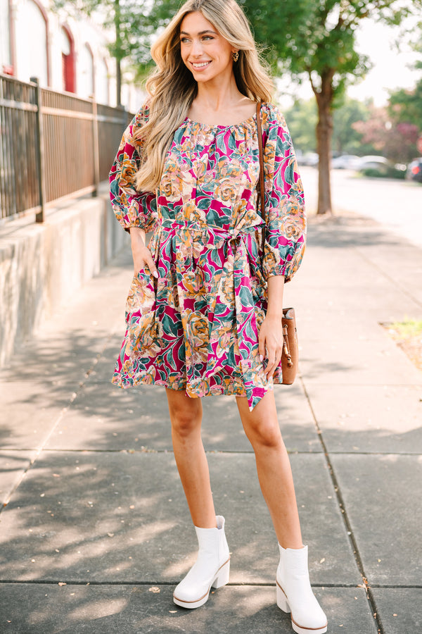 See You Soon Magenta Floral Dress