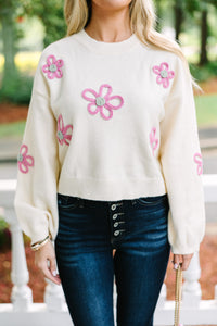 Feeling Femme Cream White Floral Sweater