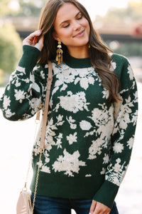 All In A Day Green Floral Sweater