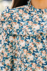 All For It Taupe Brown Floral Blouse
