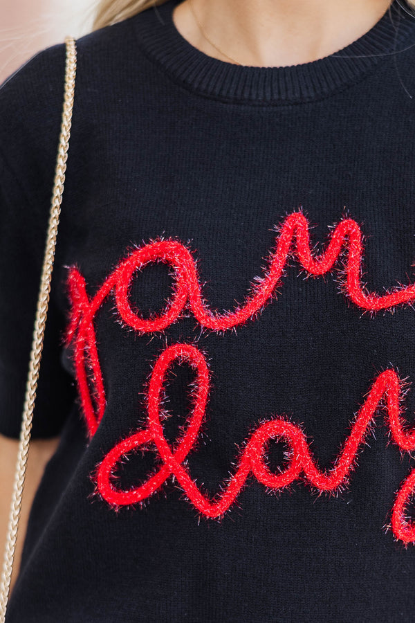 To The Stadium Black Game Day Puff Sleeve Sweater