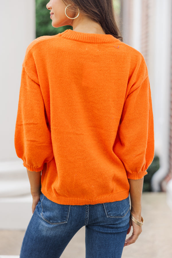 It's Game Day Orange/Blue Puff Sleeve Sweater