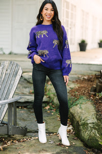 Out On Town Violet Purple Tiger Sweater