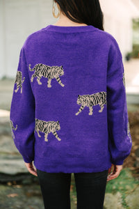 Out On Town Violet Purple Tiger Sweater