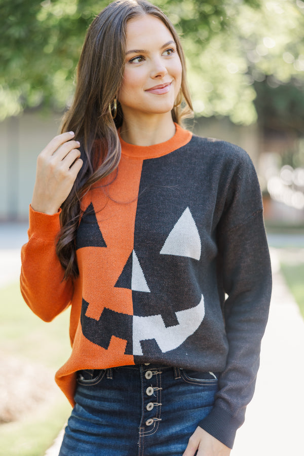 Hello Pumpkin Black and Rust Sweater