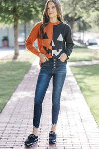 Hello Pumpkin Black and Rust Sweater