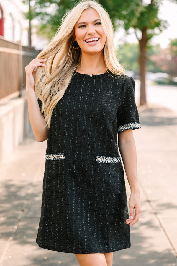 On Time Black Tweed Mini Shift Dress Shop the Mint On Time Black Tweed Mini Shift Dress Shop the Mint
