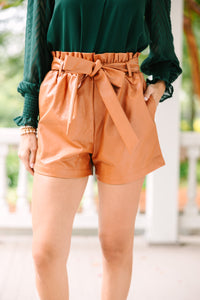 The Perfect Season Camel Brown Leather Shorts