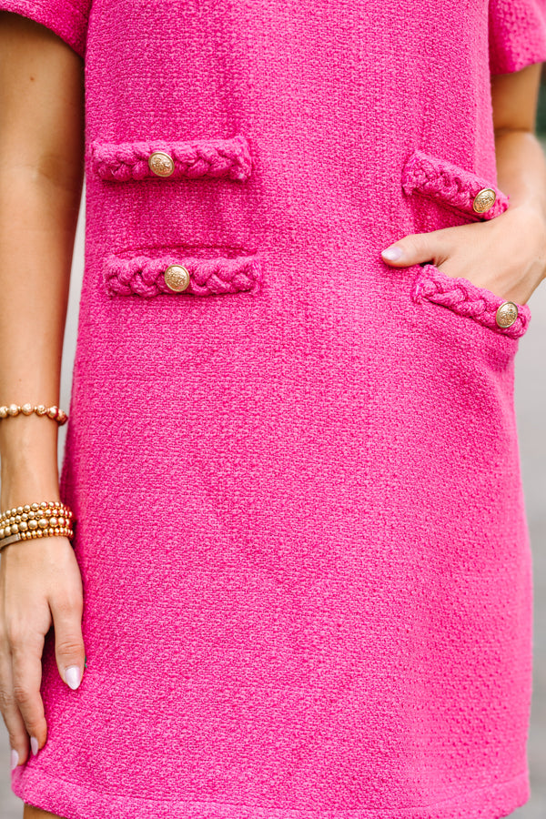 Ask You Out Pink Tweed Shift Dress