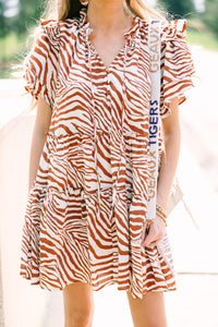Feeling Wild Ginger Orange Zebra Striped Dress