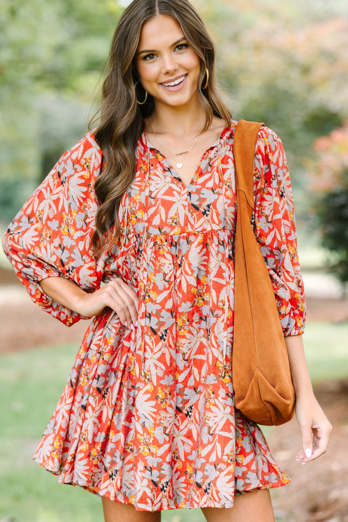chinese dress ladies Fore Collection Linen Floral Mini Dress for Women, Ivory, Size L main image 1