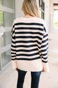 Looking Out Natural Striped Cardigan