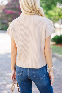 Open Your Mind Taupe Brown Short Sleeve Sweater