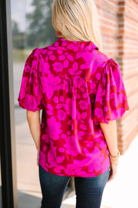 Get What You Love Brick Red Floral Blouse