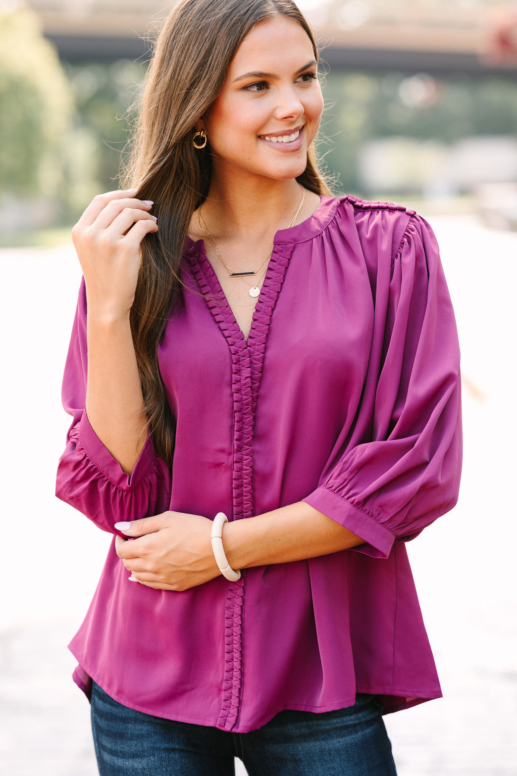 Woman's Plum Viscose blouse with dart