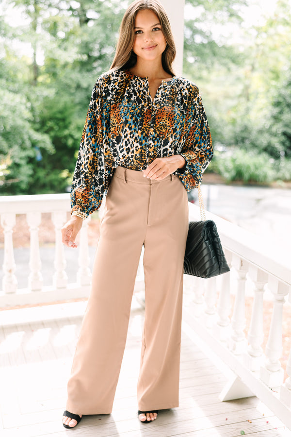 So Inviting Brown Floral Blouse
