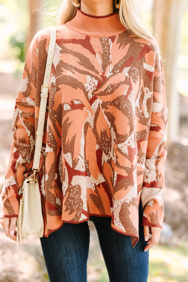 Who I Am Clay Orange Floral Sweater
