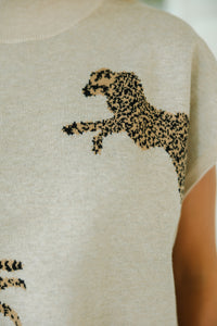 As You Are Oatmeal Brown Cheetah Sweater