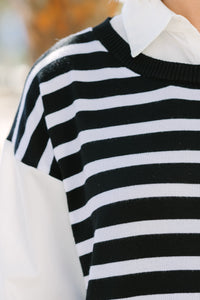 Precise Perfection Black Striped Sweater