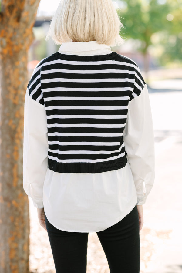 Precise Perfection Black Striped Sweater