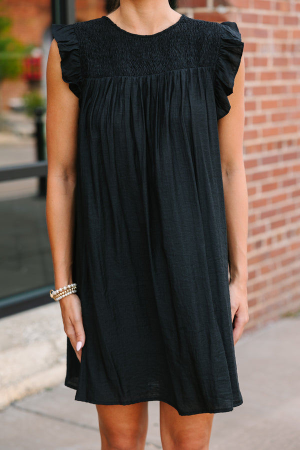 Longing For Love Black Ruffled Dress