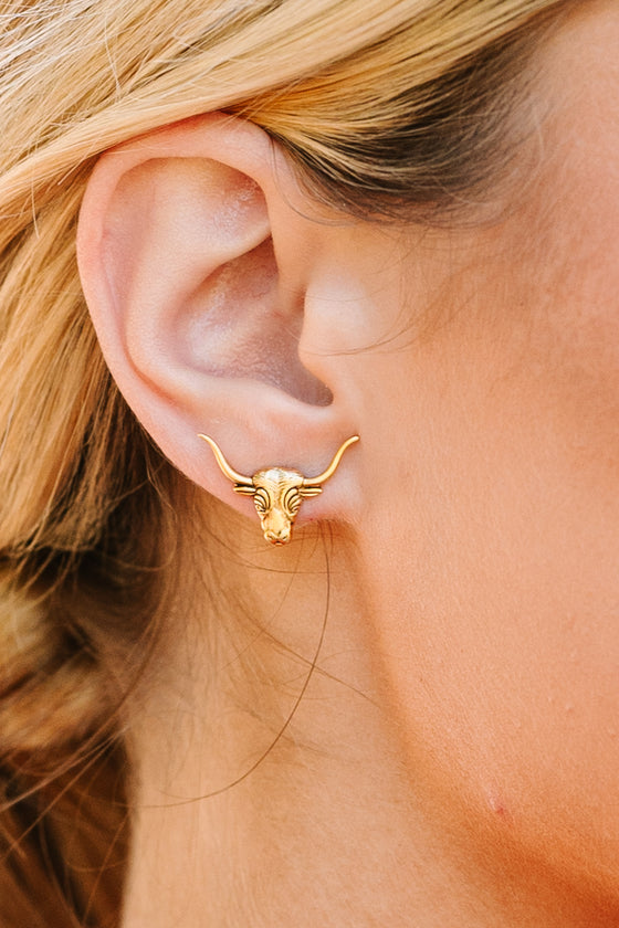 Longhorn Intaglio Stud Earrings main image 1