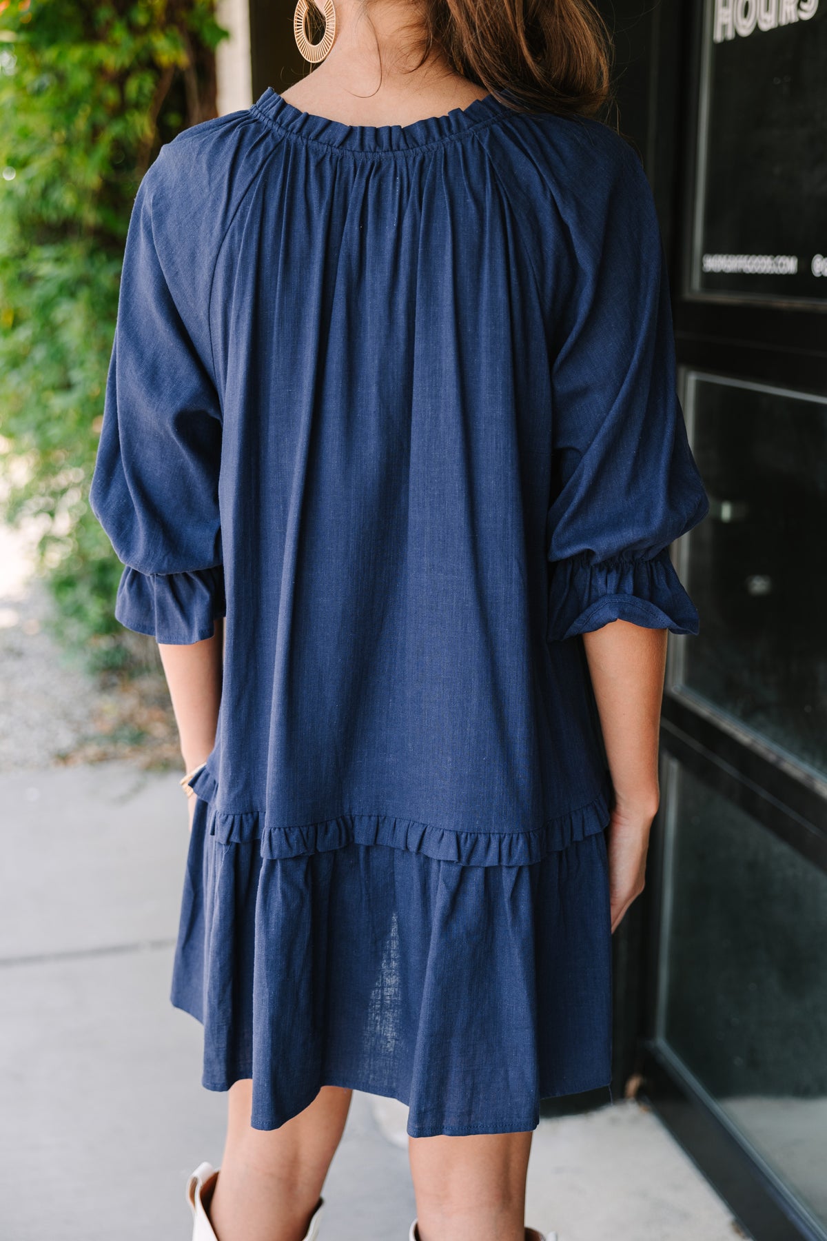 Always In The Lead Navy Blue Linen Dress – Shop the Mint