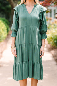 Make It All About You Hunter Green Tiered Dress