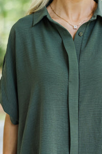 Think It Through Olive Green Top