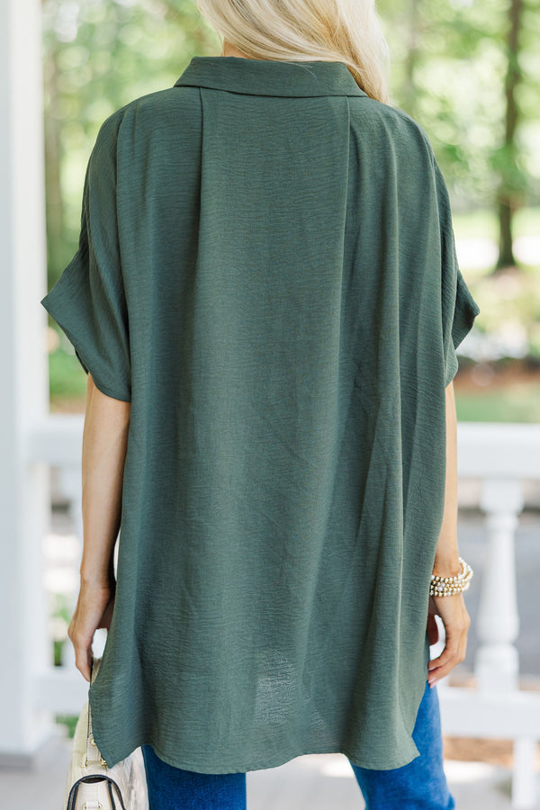 Think It Through Olive Green Top