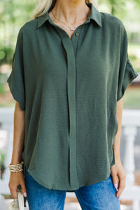 Think It Through Olive Green Top