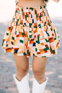 Take A Look Persimmon Orange Abstract Shorts
