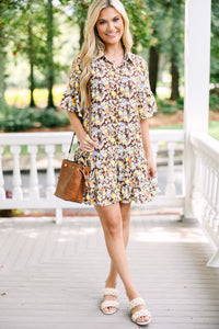 Get What You Need Brown Ditsy Floral Dress