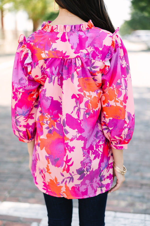 Do What's Right Fuchsia Pink Floral Blouse