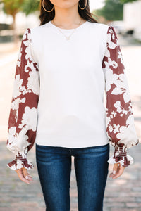 Fate: Say It All Cream White Floral Sleeve Sweater