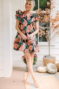 You're The One Black Foral Ruffled Dress