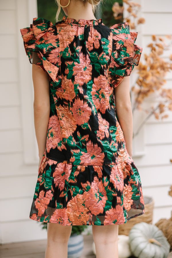 You're The One Black Foral Ruffled Dress