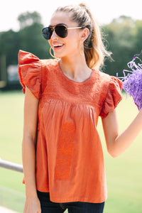 orange blouses, boutique blouses, fall blouses, gameday ready