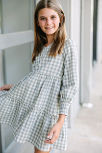 Girls: On This Day Gray Gingham Dress