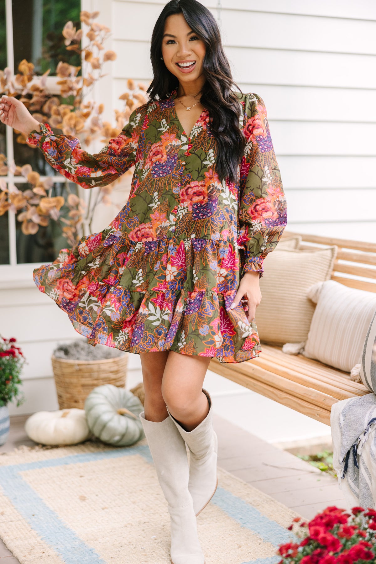 【本日限定】Winter Floral Long-sleeve Dress 110500-J.-Marie--The-Hayes-