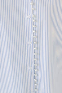 Care To Be Classic Light Blue Striped Button Down Blouse