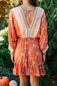 All Up To You Rust Orange Floral Dress