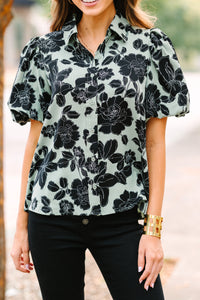 Get What You Love Sage Green Floral Blouse