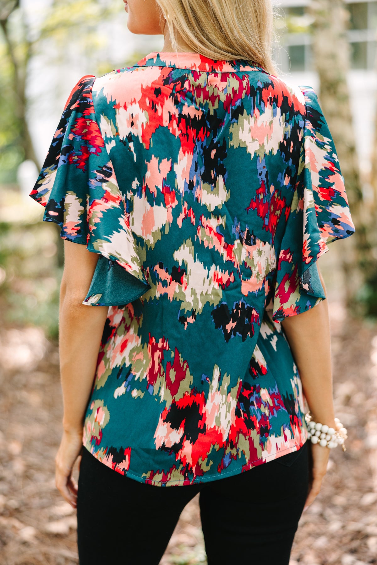 In My Thoughts Hunter Green Abstract Blouse – Shop the Mint