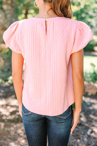 All In The Tone Pink Cable Knit Blouse