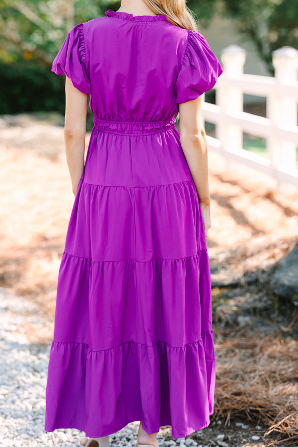 Coming Back For You Violet Purple Tiered Midi Dress
