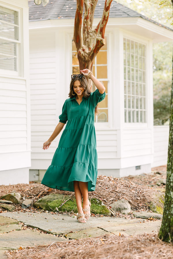 Looking For You Forest Green Tiered Midi Dress Shop the Mint Looking For You Forest Green Tiered Midi Dress Shop the Mint