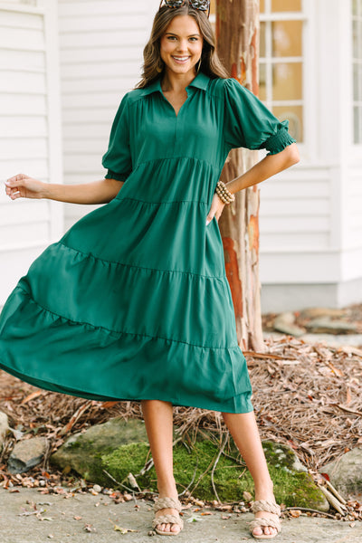 Looking For You Forest Green Tiered Midi Dress Shop the Mint Looking For You Forest Green Tiered Midi Dress Shop the Mint