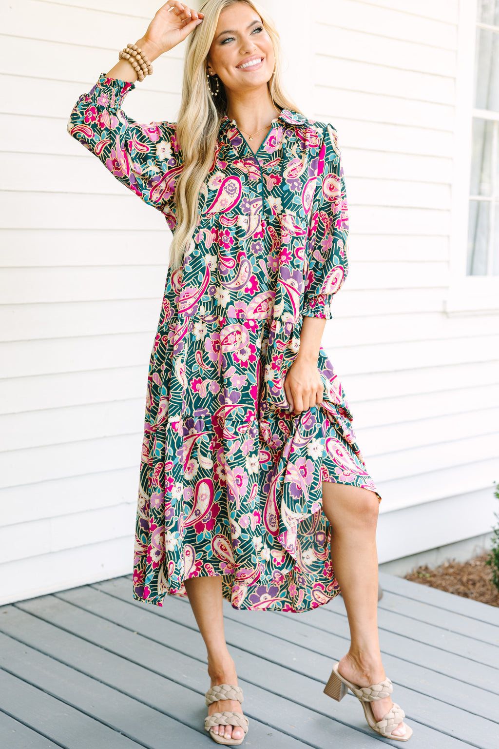Change Your Mint Teal Green Paisley Midi Dress – Shop the Mint