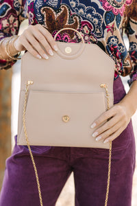 All For You Taupe Brown Clutch/Purse